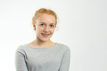 Obraz premium portrait happy young woman isolated
