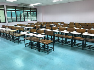 Wooden chairs in the classroom