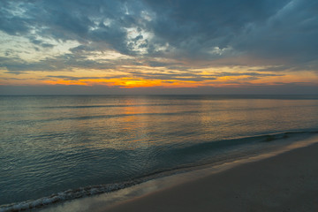 Siluette sunset at the beach