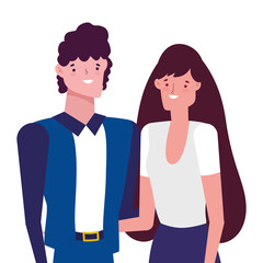 Couple of woman and man cartoon design