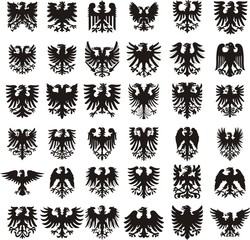 Heraldic eagles silhouettes