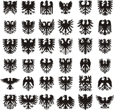 Heraldic eagles silhouettes