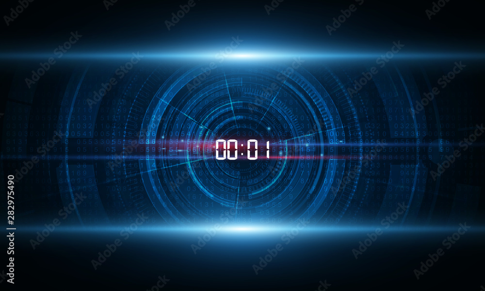 Poster abstract futuristic technology background with digital number timer concept and countdown, vector tr