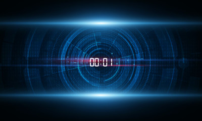 Abstract Futuristic Technology Background with Digital number timer concept and countdown, vector transparent