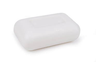 one bar white hygiene toilet soap isolated on white background