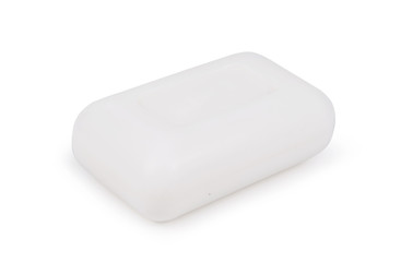 one bar white hygiene toilet soap isolated on white background