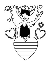 Man supporting lgtbi march design vector illustration