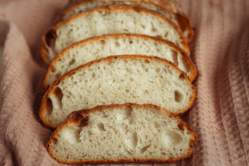 French bread. HOMEMADE BREAD ON WHEAT SOURDOUGH