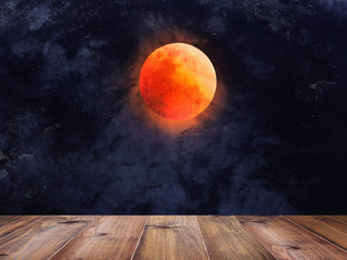 Abstract night sky with full moon for halloween background.