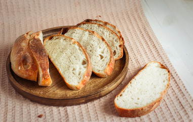 French bread. HOMEMADE BREAD ON WHEAT SOURDOUGH