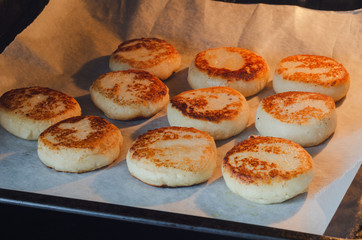 cottage cheese pancakes, cooking in the oven