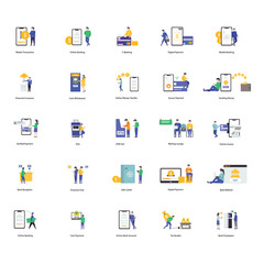 Online Banking flat Icons Pack 