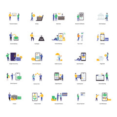 E Banking Flat Icons Pack 