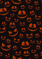 Halloween horror pumpkin jack-o lantern seamless pattern on black background. creepy halloween pumpkin pattern background. Halloween theme design vector illustration