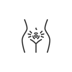 Menstrual cramps line icon. linear style sign for mobile concept and web design. Woman belly pain outline vector icon. Symbol, logo illustration. Vector graphics