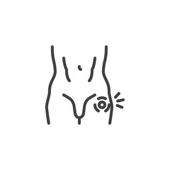 Varicocele line icon. linear style sign for mobile concept and web design. Urethra pain outline vector icon. Symbol, logo illustration. Vector graphics