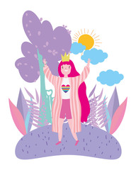 Woman supporting lgtbi march design vector illustration