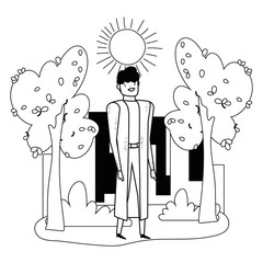 Isolated avatar man in park vector design