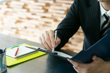 Fotobehang Goud Geel 採用面接の風景  © Monet