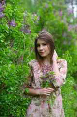 beautiful girl in a blooming Park