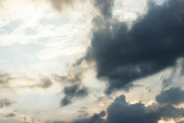 Naklejka na ściany i meble Cloudy sky on a overcast day. Dramatic background