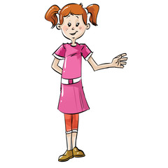 girl standing and pointing with her hand