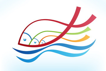 Colored fish and sea identity business card