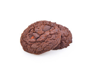 Soft chocolate cookies on white background