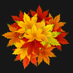Autumn Background Template, with falling bunch of leaves, shopping sale or seasonal poster