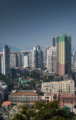 Naklejka premium urban skyline view with tower blocks in central macau city