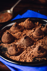 Homemade truffles with dark chocolate