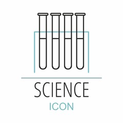 Medical test tubes in holder on white background. Icon