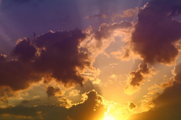 wonderful unreal colorful fantasy sunset or sunrise clouds on the sky for using in design as background.