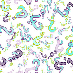 Quiz seamless pattern. Question marks, doubt, faq