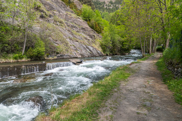 Fototapeta na wymiar View of river Valira d'Orient in Andorra.
