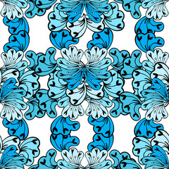 Blue floral abstract pattern