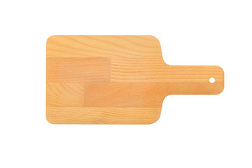 Kitchenware, Isolated vintage cutting bread wood block on white background