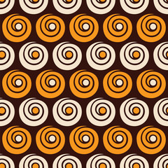 Abstract seamless pattern of spirals and circles.