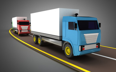 truck on freeway concept. 3d illustration