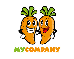 Cartoon carrot in twins mascot - vector character