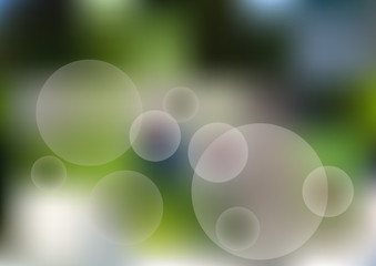 Abstract blurred background with circles in green and purple shades