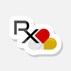 Prescription Rx recipe sticker icon. Medicine drugs pills sign