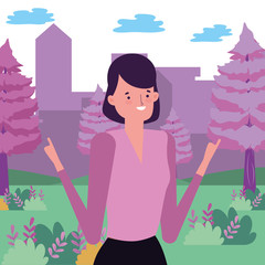 Avatar woman in park vector design vector illustration