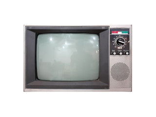 Old Retro Vintage Analog Television in White Isolated Background