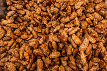 roasted Almonds and cashews nuts shop at a street food festival