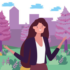 Avatar woman in park vector design vector illustration