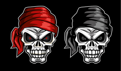 Retro vintage skull vector illustration with black background. illustration of skull set - vector 