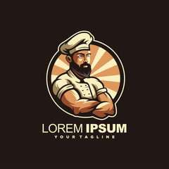 awesome bearded chef logo design