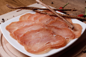 Salami, sausage, prosciutto