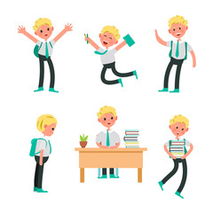 cute children go to school. A student with a bag, books, pencils returns to school. Set of cute school kids. Set of kids with school supplies. Education vector. transparent